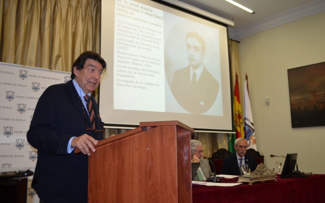Conferencia de Ángel Alberto Núñez Moreno sobre José María Izquierdo. Presentado por Carlos Gálvez Martínez
