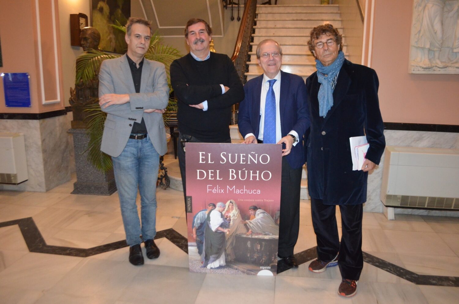 De izquierda a derecha, Miguel Ángel Matellanes, Félix Machuca, Alberto Máximo Pérez Calero y Jesús Quintero, antes del comienzo del acto