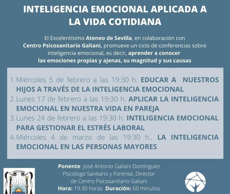 Arranca el ciclo sobre inteligencia emocional: ‘Educar a nuestros hijos a través de la inteligencia emocional’ 19.30 horas
