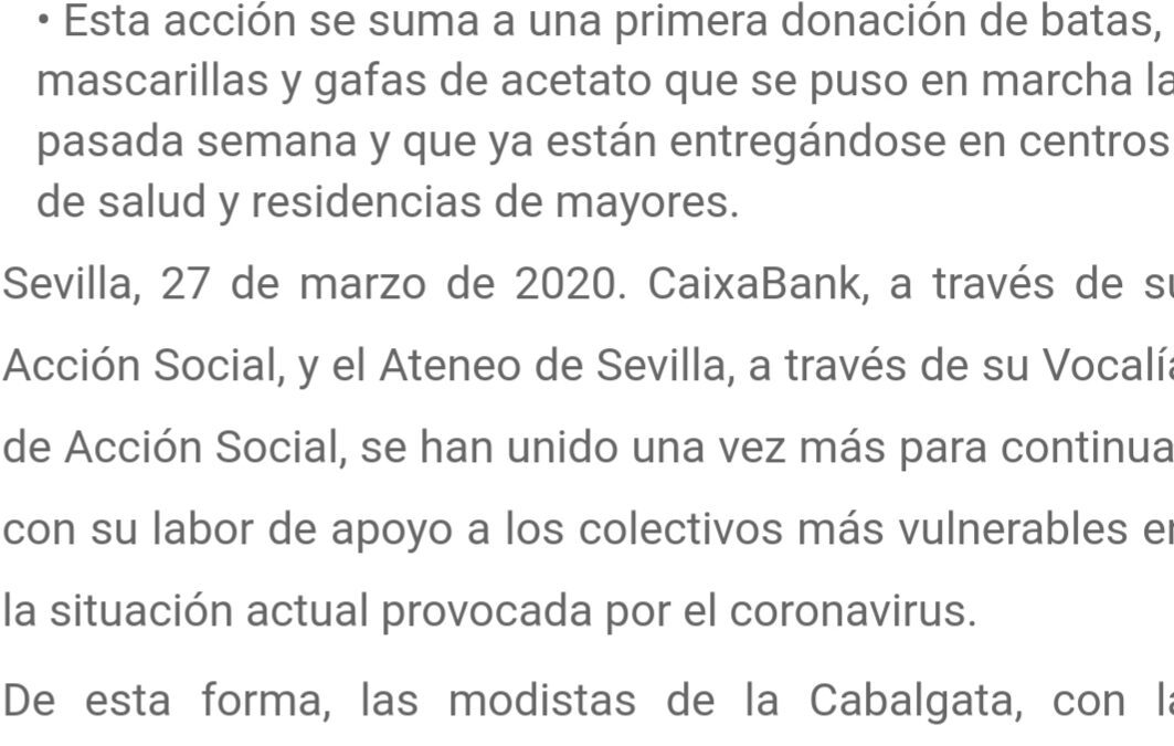 Nueva iniciativa solidaria. El Ateneo de Sevilla y CaixaBank se unen para proteger a los profesionales sanitarios con batas impermeables