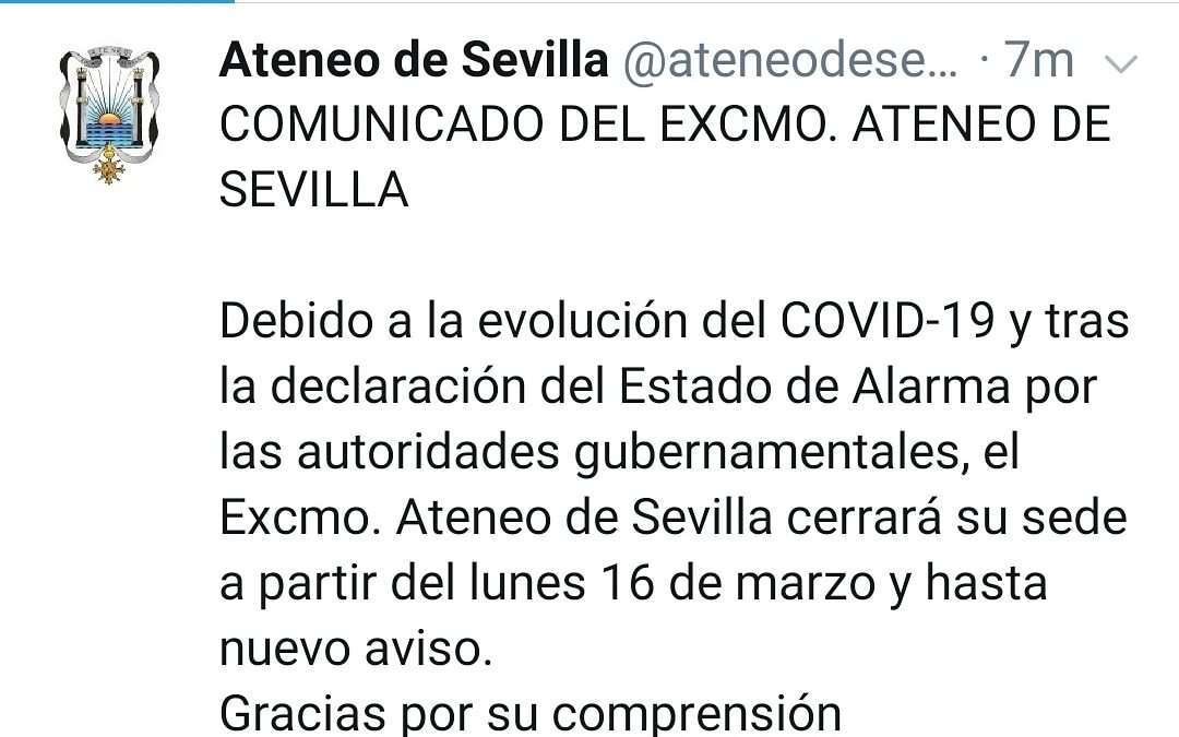COMUNICADO DEL EXCMO. ATENEO DE SEVILLA