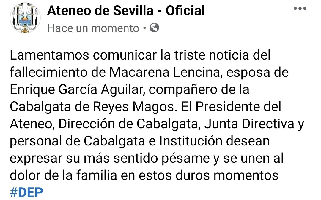 Pésame por el fallecimiento de Macarena Lencina, esposa de Enrique García